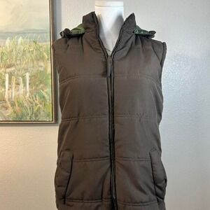 Weather Wear Brown Puffer Vest Sleeveless‎ Cozy Layer - Size S
